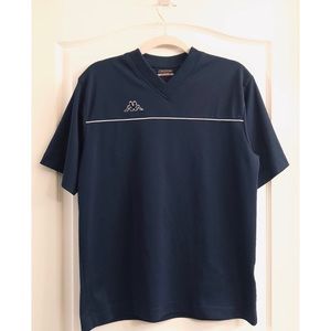 Kappa Navy Jersey V-Neck Shirt w/ White Trim sz M